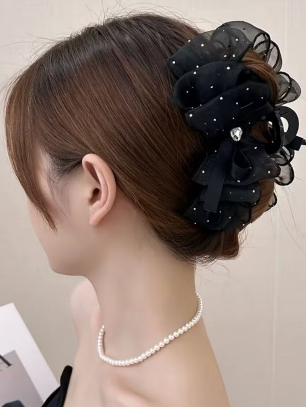 Elegant Black Floral Hair Clips - Set of 2 Plus Pink As Free Gift - Picture 2 of 6